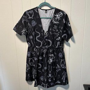 Unique Frog/Bat/Snake Skeleton Babydoll Summer Dress